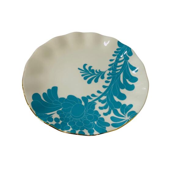 Lenox X Kate Spade Gwinnett Lane Turquoise 9.1 Inch Luncheon Plate - Picture 4 of 10